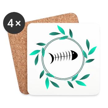 SARDINE. FISH. APRIL FOOL. EASTER. SEA - Coasters (set of 4) - white - Front