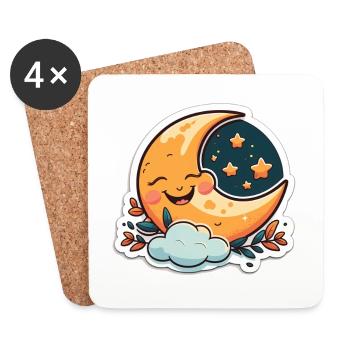 Happy Moon - Untersetzer (4er-Set) - Weiß - Vorne