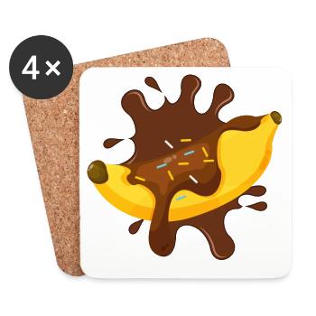 chocolate, chocolate fan, banana split - Coasters (set of 4) - white - Front
