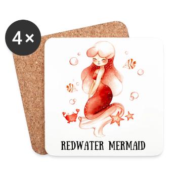 Red-Water Mermaid - Coasters (set of 4) - white - Front