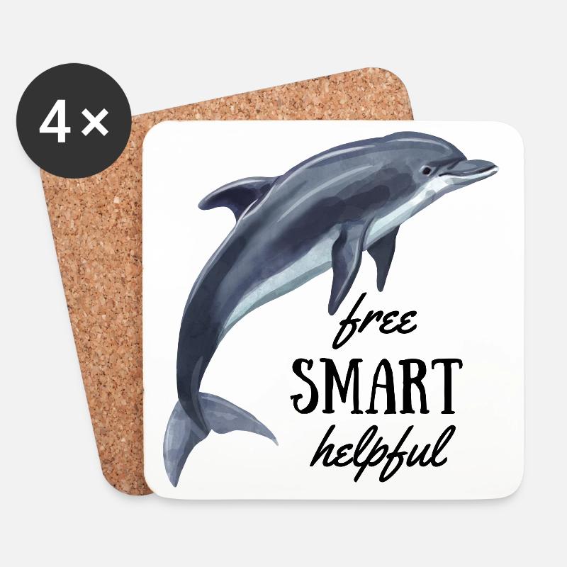 Delfin - free, smart, helpful - Untersetzer (4er-Set) - Weiß