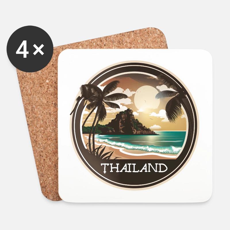 Thailand - Untersetzer (4er-Set) - Weiß