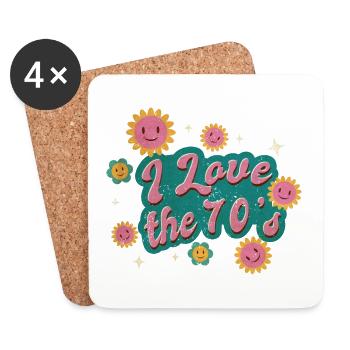 J'adore le design vintage des années 70 - Dessous de verre (lot de 4) - blanc - Devant
