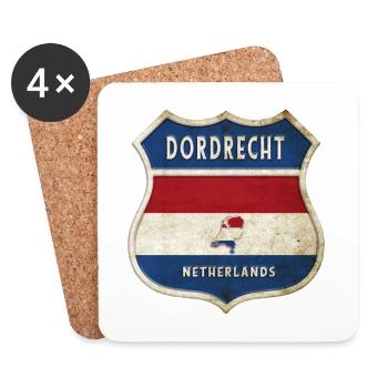 Design des armoiries de Dordrecht, Pays-Bas - Dessous de verre (lot de 4) - blanc - Devant