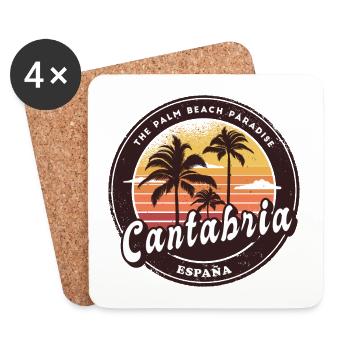 Design de plage de Cantabrie, Espagne - Dessous de verre (lot de 4) - blanc - Devant