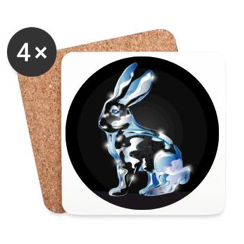 gläsernes Kaninchen koloriert im Glas Look - Untersetzer (4er-Set) - Weiß - Vorne