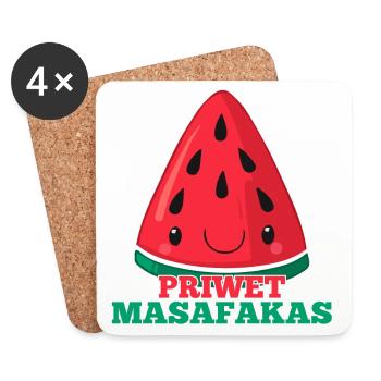 Priwet Masafakas Wassermelone Geschenk - Untersetzer (4er-Set) - Weiß - Vorne