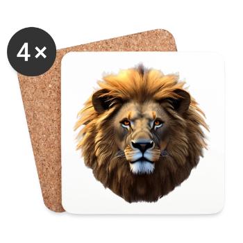 Lion, tête de lion - Dessous de verre (lot de 4) - blanc - Devant
