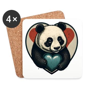 Panda Heart Embrace - Coasters (set of 4) - white - Front