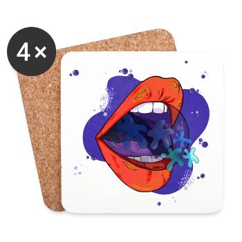 Mouth flowers - Coasters (set of 4) - white - Front