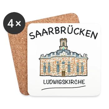 Saarbrücken, Ludwigskirche - Untersetzer (4er-Set) - Weiß - Vorne