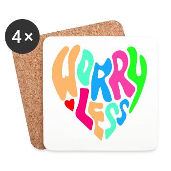 Worry less is the advice # - Coasters (set of 4) - white - Front