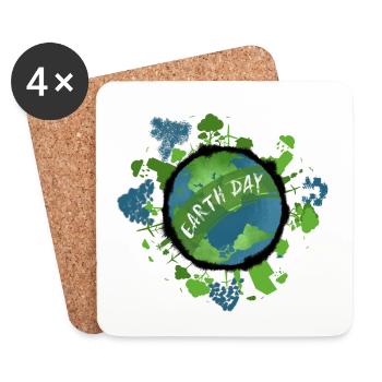 Earth Day - Planet Erde Klimaschutz Umwelt - Untersetzer (4er-Set) - Weiß - Vorne