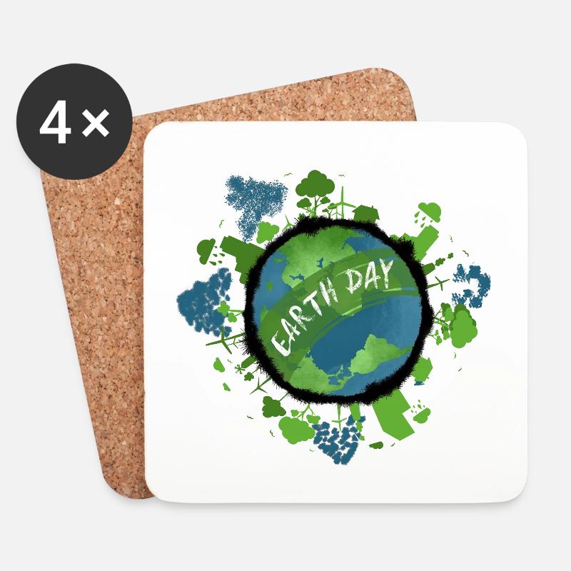 Earth Day - Planet Erde Klimaschutz Umwelt - Untersetzer (4er-Set) - Weiß