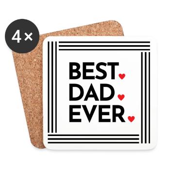 Cadeau Fête des pères - Papa est le meilleur / Fête des hommes - Dessous de verre (lot de 4) - blanc - Devant