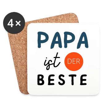 Geschenk Vatertag - Papa ist der Beste / Männertag - Untersetzer (4er-Set) - Weiß - Vorne