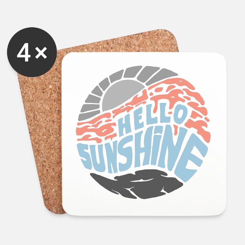 Hello Sunshine! Sommer, Sonne, Urlaub - Untersetzer (4er-Set) - Weiß