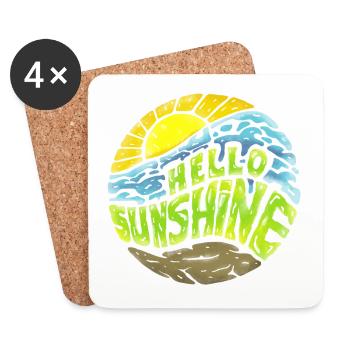Summer, sun, favorite time! Hello Sunshine! - Coasters (set of 4) - white - Front