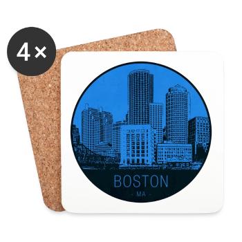 Cercle bleu de la ligne d’horizon de Boston - Dessous de verre (lot de 4) - blanc - Devant