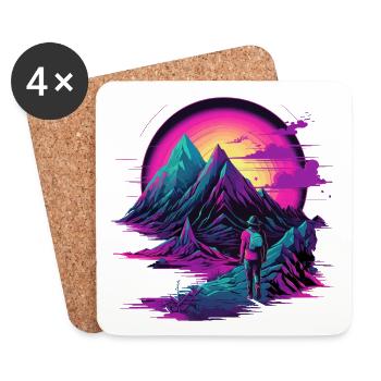 Randonnée, Montagne, Alpinisme, Escalade, Nature - Dessous de verre (lot de 4) - blanc - Devant