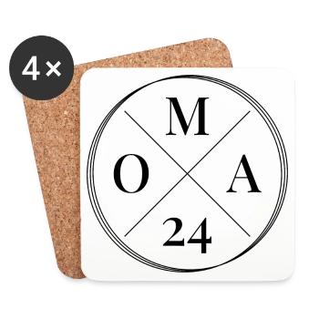 Oma 24 - Nachwuchs - Baby Ankündigung - Oma 2024 - Untersetzer (4er-Set) - Weiß - Vorne
