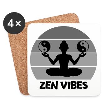 Zen-Vibes, Zen-Vibe, Meditation - Untersetzer (4er-Set) - Weiß - Vorne