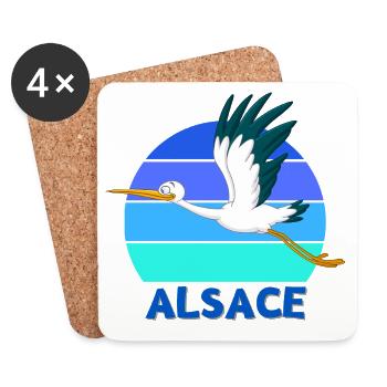 ALSACE, Alsace, Alsacien, Strasbourg - Dessous de verre (lot de 4) - blanc - Devant