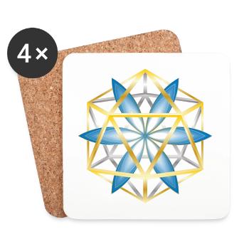 Mandala géométrique Design Or Bleu - Dessous de verre (lot de 4) - blanc - Devant