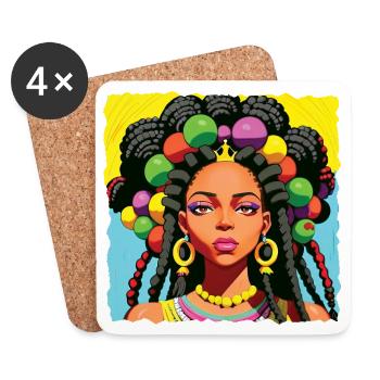 Femme noire avec des dreadlocks - Dessous de verre (lot de 4) - blanc - Devant