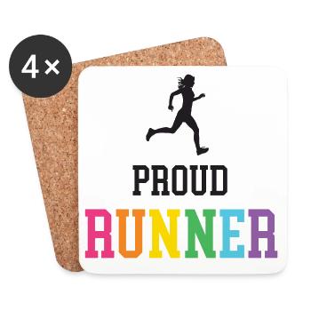 Fier coureur LGBT - Dessous de verre (lot de 4) - blanc - Devant