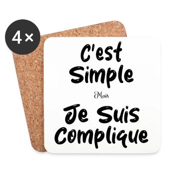 C'est Simple Mais Je suis Compliqué - Dessous de verre (lot de 4) - blanc - Devant