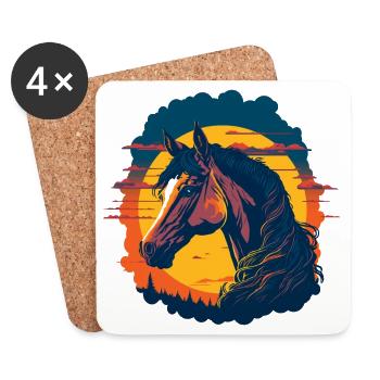 Portrait De Cheval - Dessous de verre (lot de 4) - blanc - Devant