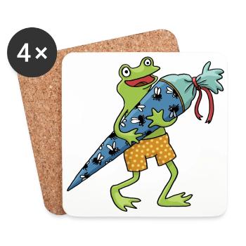 Cône de l’école de grenouilles - Dessous de verre (lot de 4) - blanc - Devant