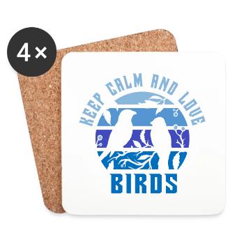 Restez calmes et aimez les oiseaux - Dessous de verre (lot de 4) - blanc - Devant