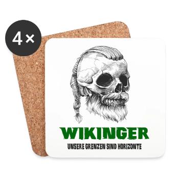 Wikinger Totenkopf Design - Untersetzer (4er-Set) - Weiß - Vorne