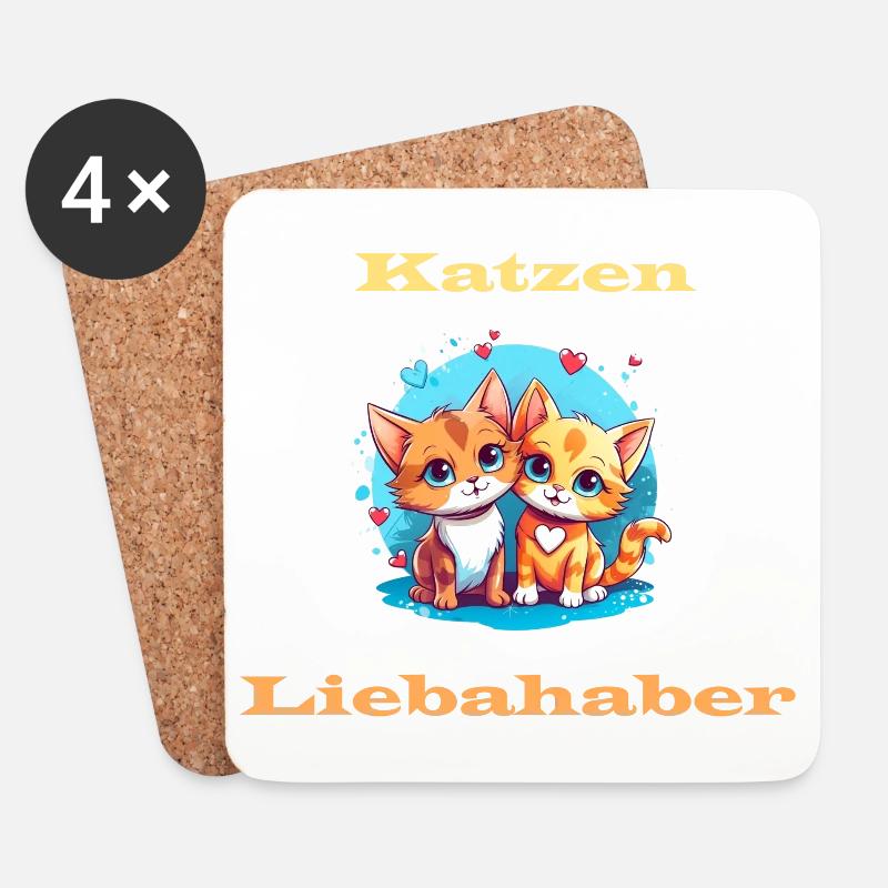 Katzenliebhaber - Untersetzer (4er-Set) - Weiß