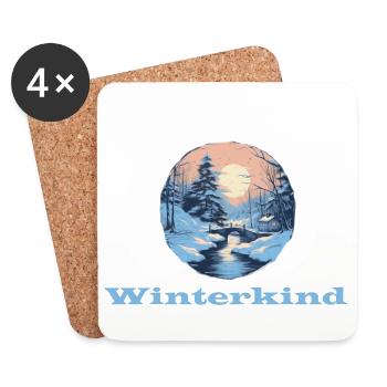 Enfant d’hiver - Dessous de verre (lot de 4) - blanc - Devant