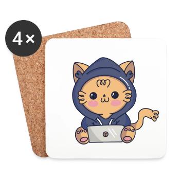 Cat-cker - Dessous de verre (lot de 4) - blanc - Devant