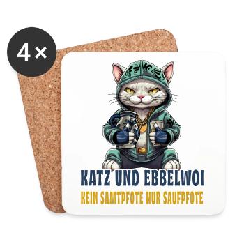 Apfelwein und Katzen Design - Untersetzer (4er-Set) - Weiß - Vorne