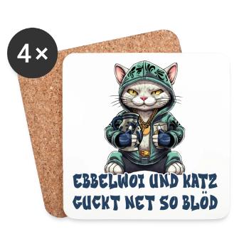Apfelwein und Katzen Design - Untersetzer (4er-Set) - Weiß - Vorne