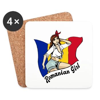 Romanian girl flag design - Coasters (set of 4) - white - Front
