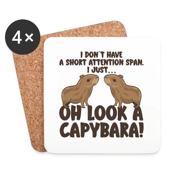 Motif animalier du zoo de Capybara - Dessous de verre (lot de 4) - blanc - Devant