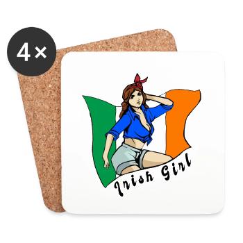 Irisches Mädchen Flaggen Design - Untersetzer (4er-Set) - Weiß - Vorne