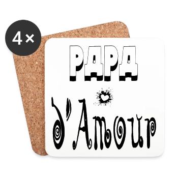 Papa Amour Cœur Père - Dessous de verre (lot de 4) - blanc - Devant