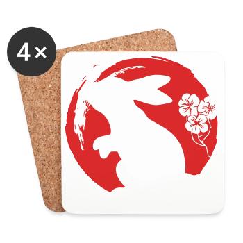 Hase Silhouette Japanisch - Untersetzer (4er-Set) - Weiß - Vorne