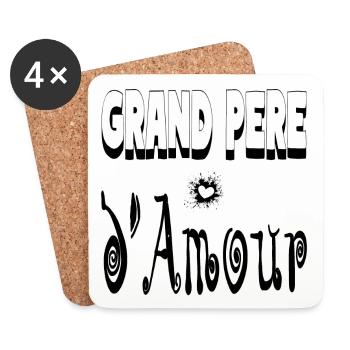 Grand Père Amour Cœur Papy - Dessous de verre (lot de 4) - blanc - Devant