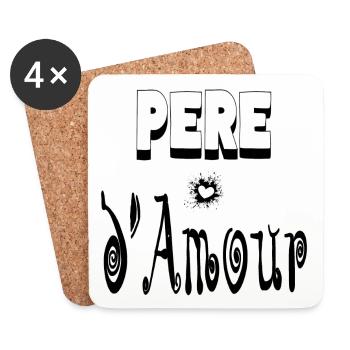 Père Amour Cœur Papa - Dessous de verre (lot de 4) - blanc - Devant