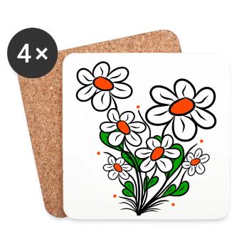 daisies, daisies, flower tendril, flower, flowery - Coasters (set of 4) - white - Front