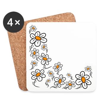 Daisies Daisies Flower Vine Flower Floral - Coasters (set of 4) - white - Front