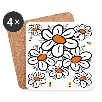 Daisies Daisies Flower Vine Floral Pattern - Coasters (set of 4) - white - Front